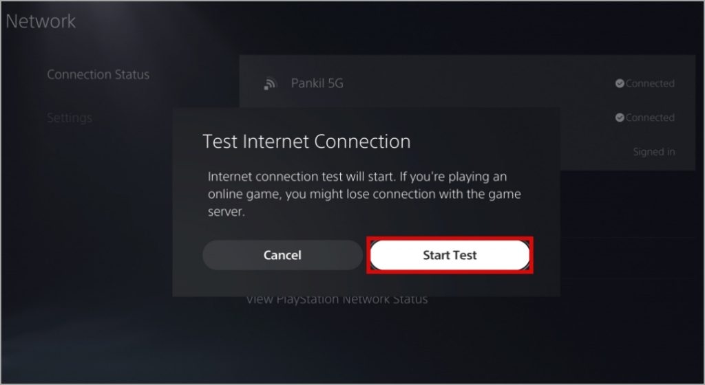 Запустите интернет-тест на PS5
