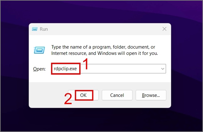 Запустите процесс rdpclip.exe.