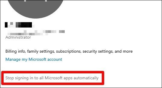 Прекратить автоматический вход во все приложения Microsoft