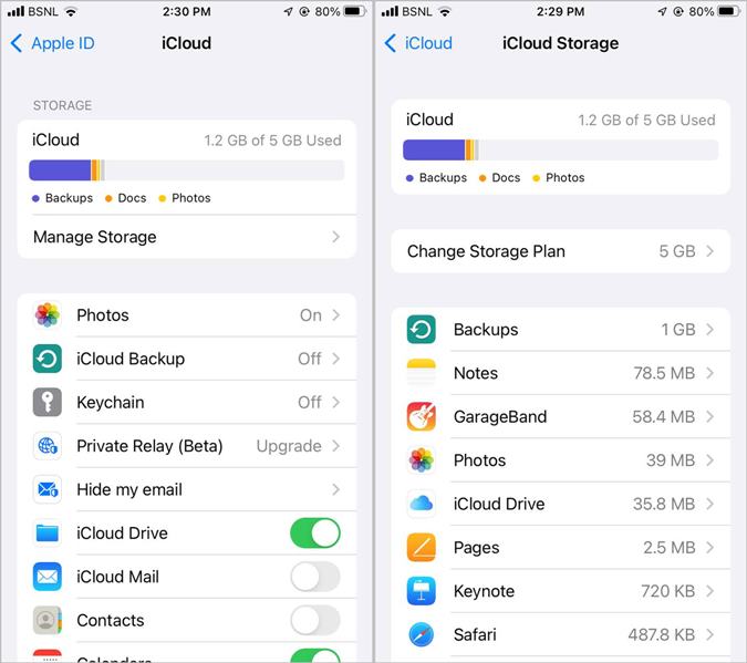 Полное хранилище iPhone iCloud Space