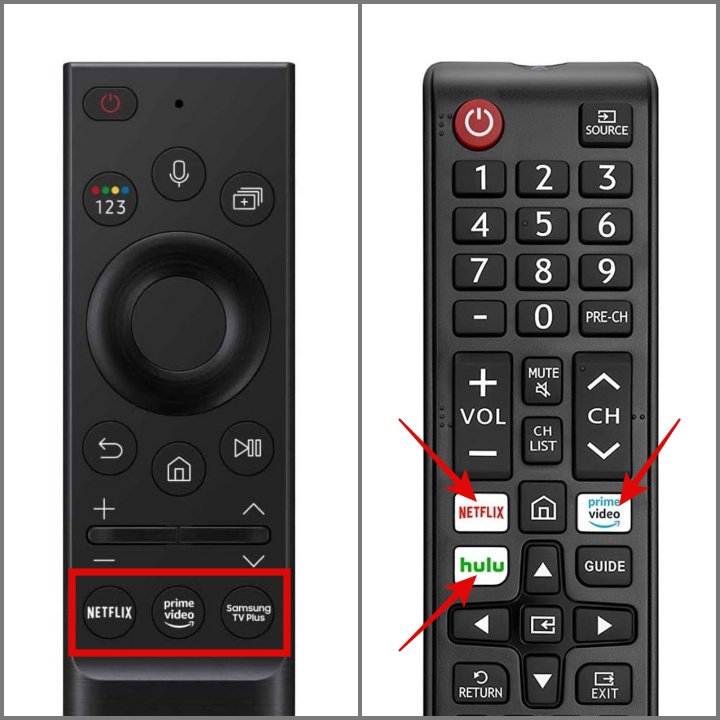 Кнопки приложений потоковой передачи на пульте Samsung Remote