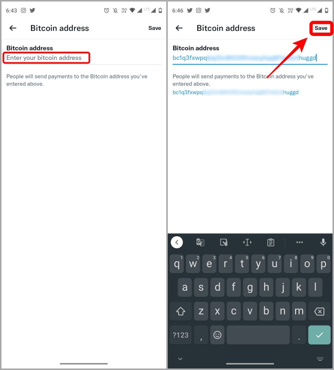 добавление биткойн-адреса в подсказки в Твиттере