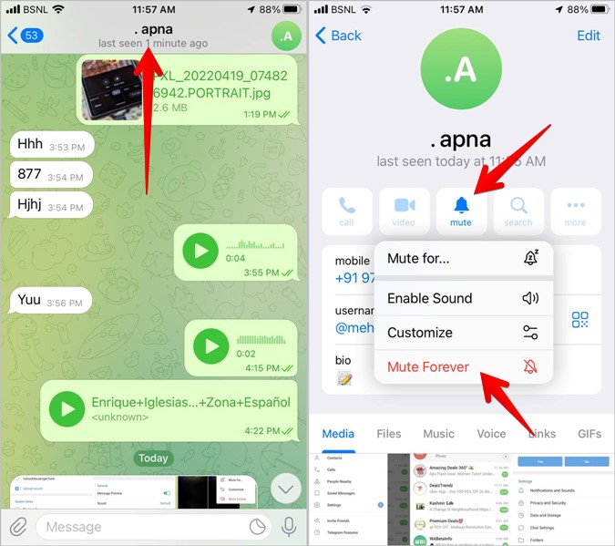 Уведомление Telegram Отключить звук iPhone