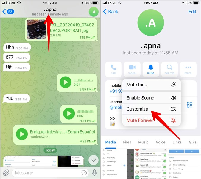 Telegram iPhone Контакт без звука