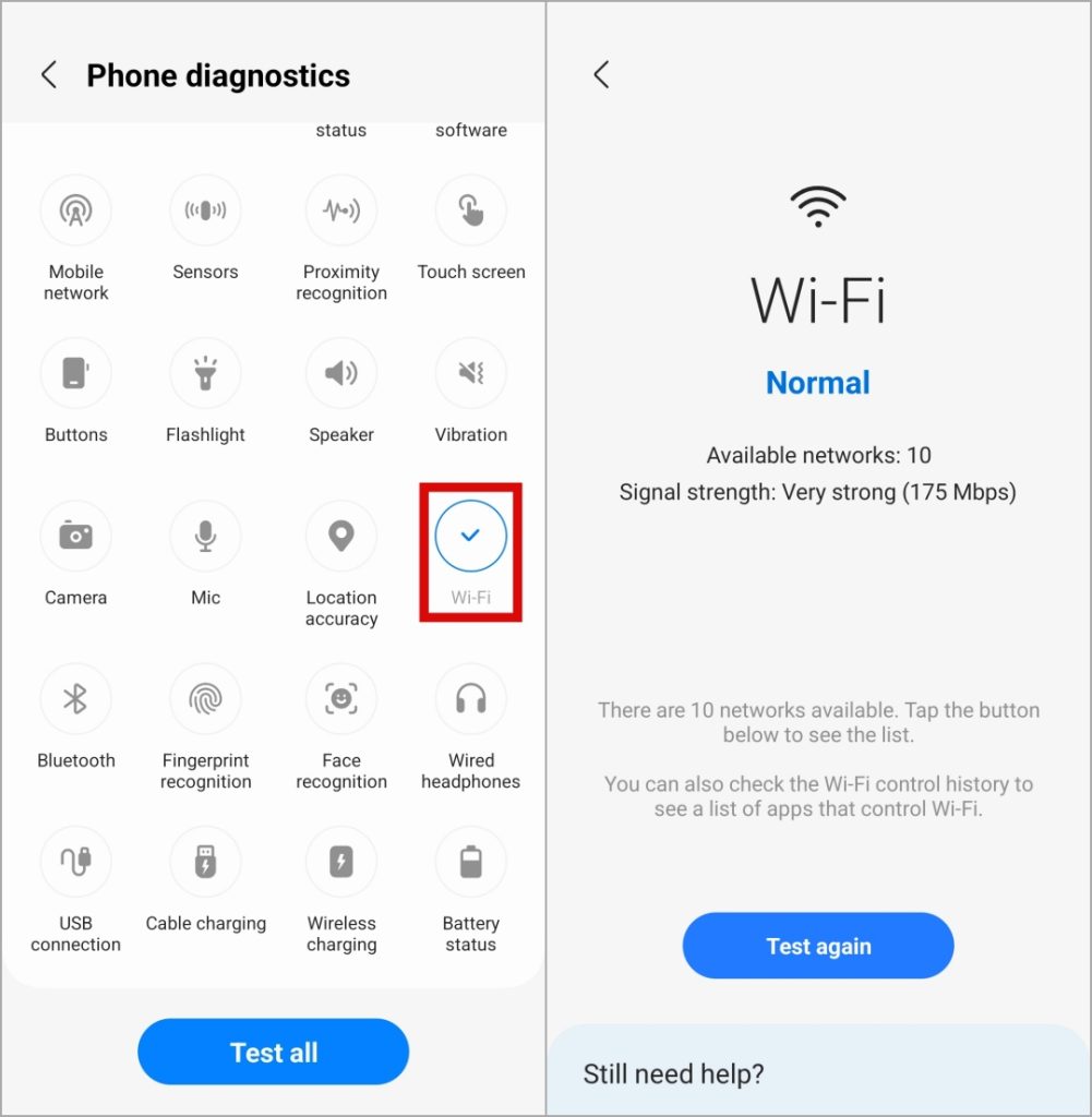 Проверка Wi-Fi на телефоне Samsung