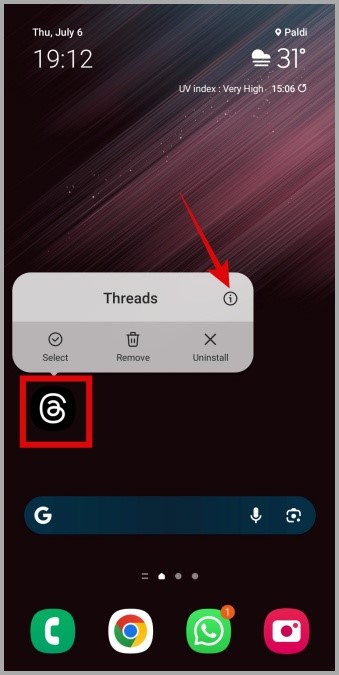 Информация о приложении Threads на Android