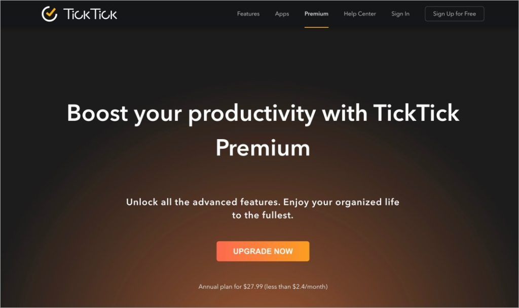 Стоимость подписки TickTIck Premium