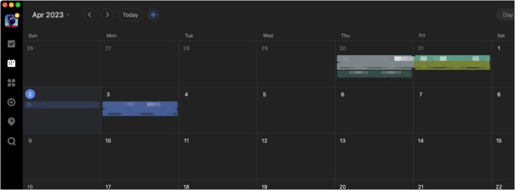 Вид календаря TickTick на macOS