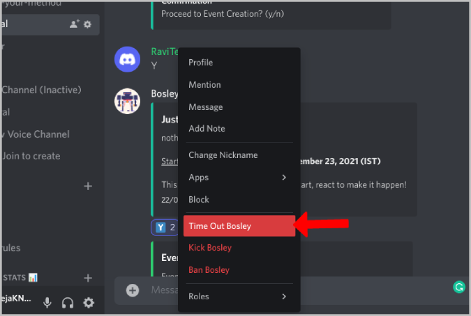 тайм-аут пользователя в Discord