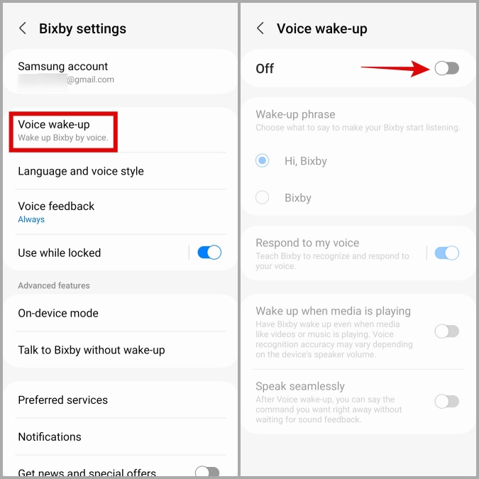 Отключите голосовое пробуждение Bixby на телефоне Samsung Galaxy