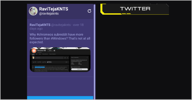 Лента Twitter на панели Twitch