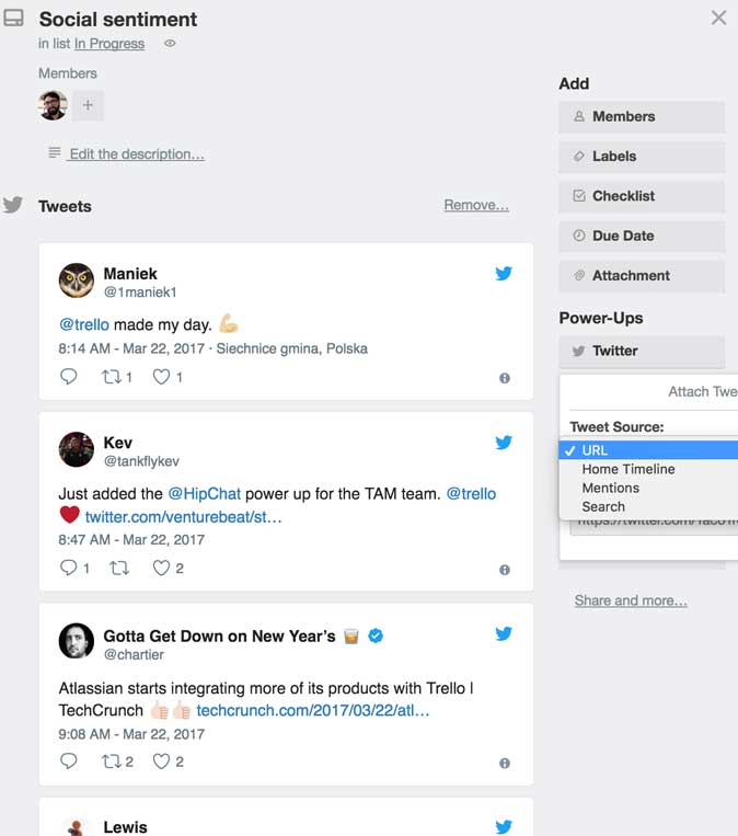 Расширение Twitter Trello