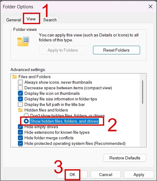 Показать файл и папку в Windows