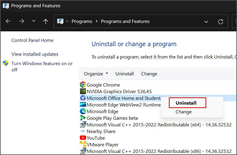 Удалить Microsoft Office