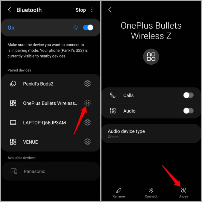 Отсоединить устройство Bluetooth от Android