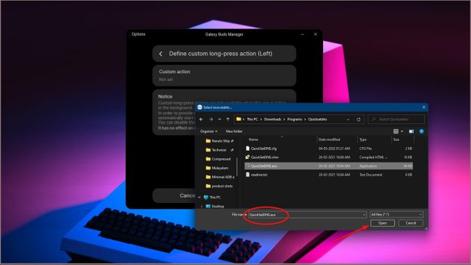 Galaxy Buds Manager Выбор программы Windows .exe