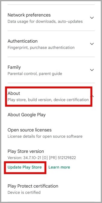 Обновите Google Play Store на Android