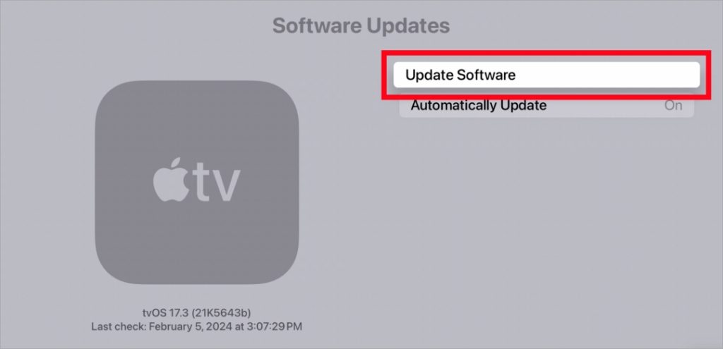Обновление программного обеспечения на Apple TV
