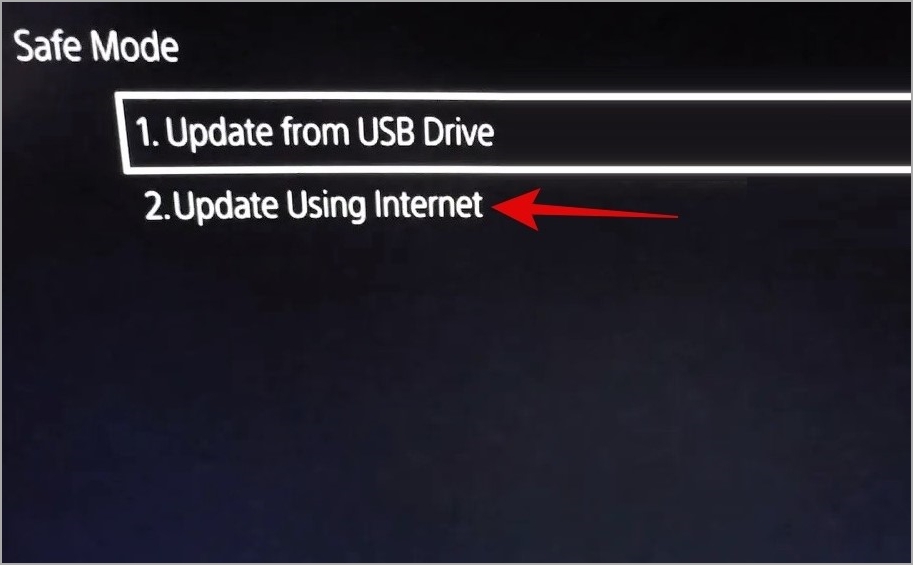 Обновите PS5 в безопасном режиме через Интернет.