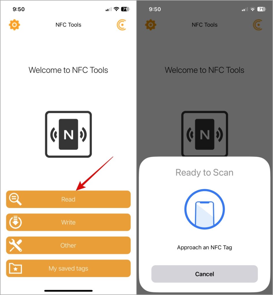 Используйте стороннее приложение для чтения тега NFC на iPhone