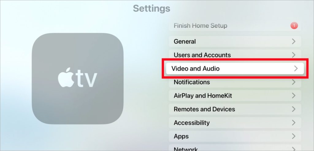 Настройки видео и звука на Apple TV