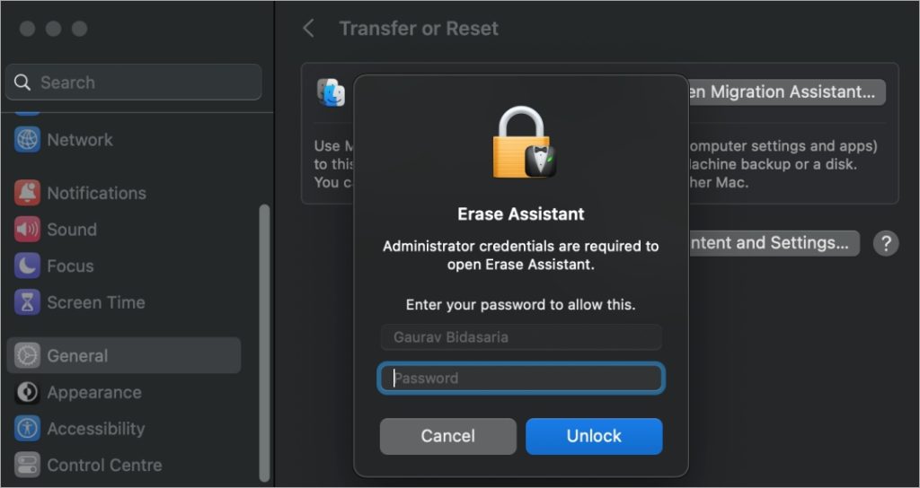 пароль Apple ID перед сбросом настроек MacBook