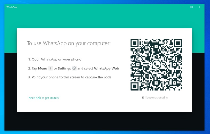 QR-код в приложении WhatsApp для ПК