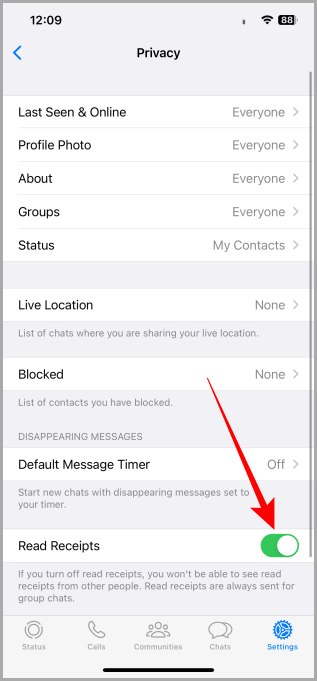 Конфиденциальность WhatsApp Настройки уведомлений о прочтении iOS