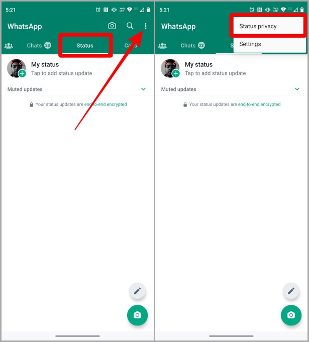 Статус WhatsApp Настройки конфиденциальности Android