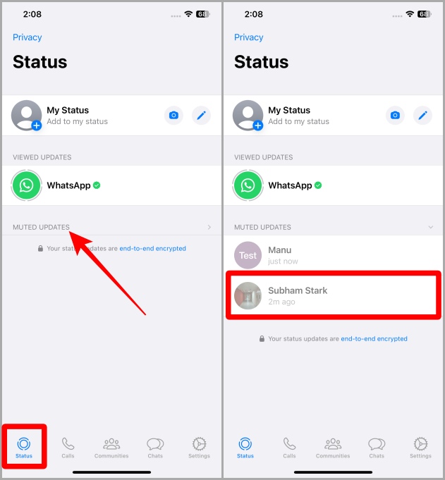 Статусы WhatsApp на iOS