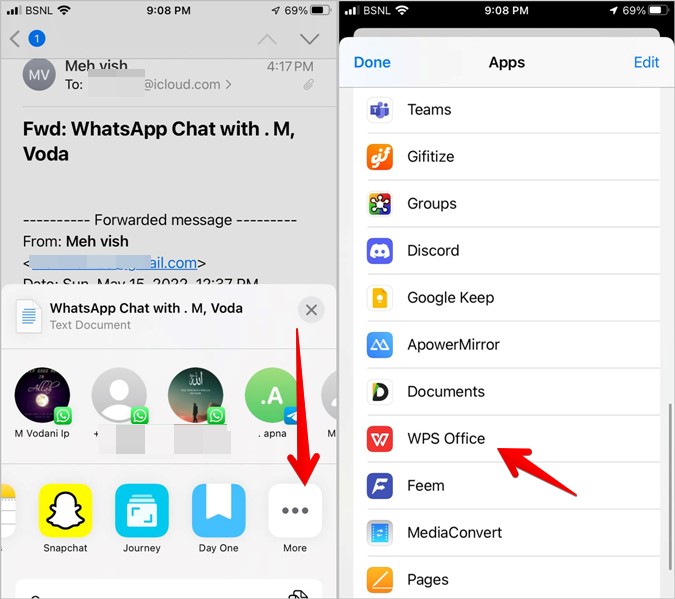 WhatsApp WPS iPhone Открытый чат