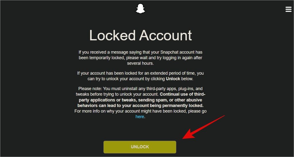 разблокировать учетную запись Snapchat с помощью инструмента разблокировки