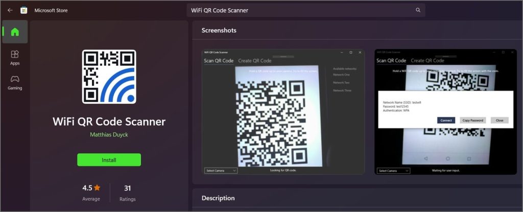 Сканер QR-кода Wi-Fi (Windows)