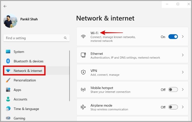 Настройки Wi-Fi в Windows 11