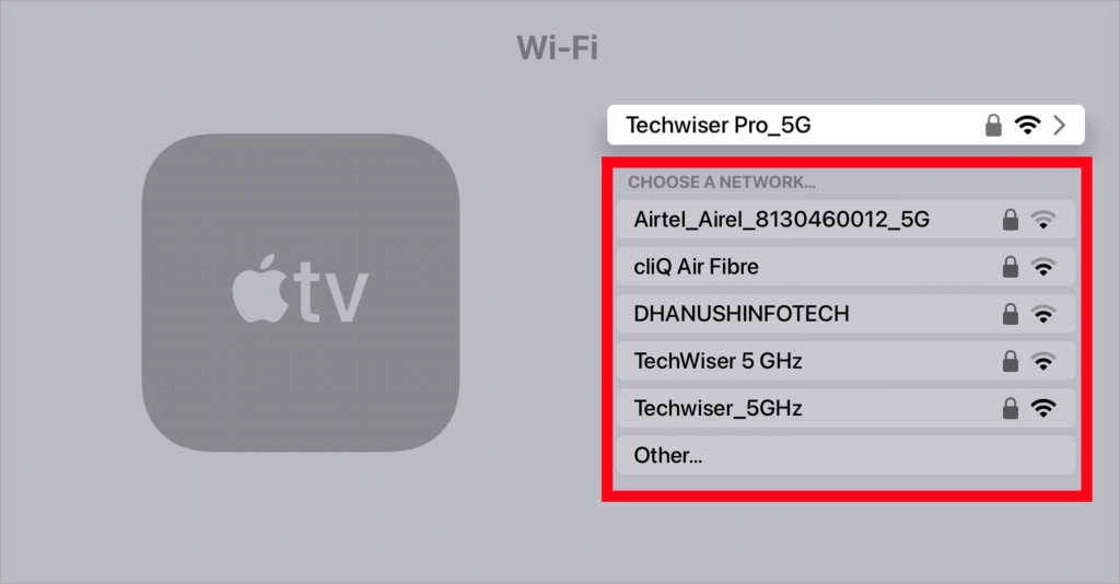 Сеть Wi-Fi на Apple TV