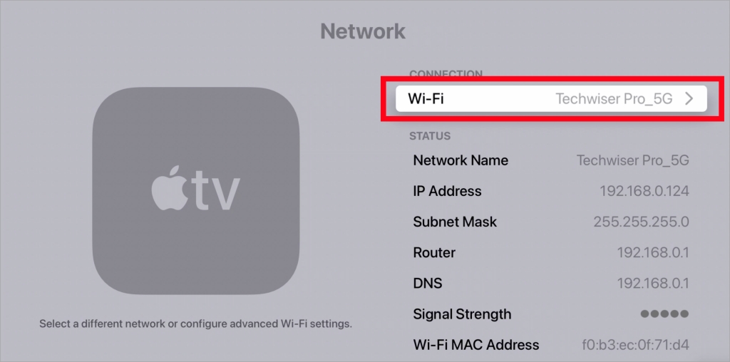 Wi-Fi на Apple TV