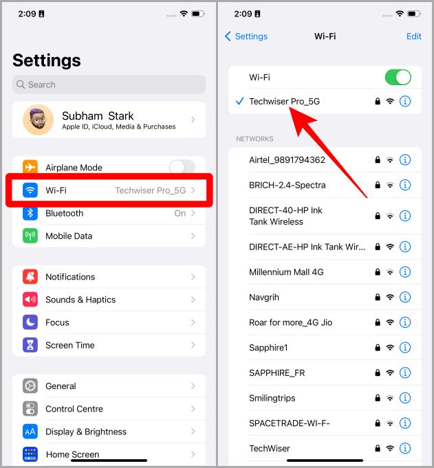 Настройки Wi-Fi iOS