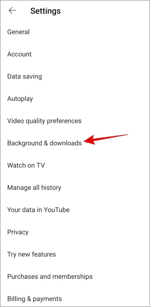 Настройки приложения YouTube на мобильном устройстве