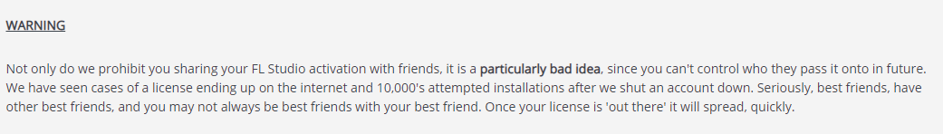 Предупреждение о злоупотреблении лицензией FL Studio
