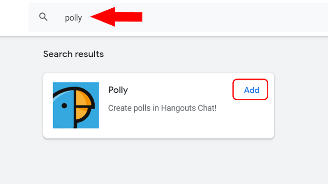 Поиск Polly в Google Chat