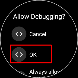 Разрешение отладки на Galaxy Watch