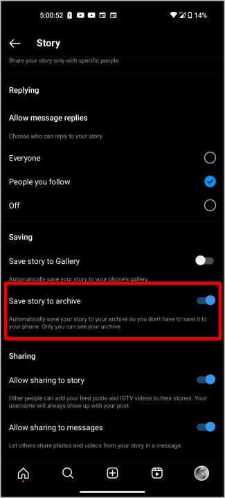 включить опцию сохранения историй в архив в Instagram