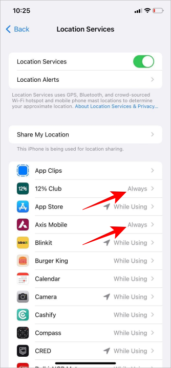 Приложения всегда используют местоположение на iOS