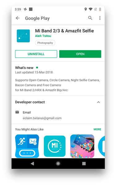 Управление камерой mi Band — приложение Amazfit