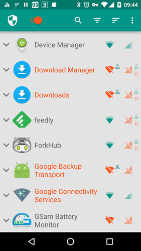 Брандмауэр Android Netguard