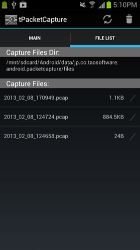 Скриншот приложения tPacketCapture для Android
