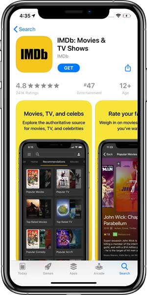 Приложение IMDb в App Store