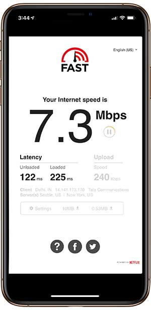 Приложение Fast Speed ​​Test от Netflix