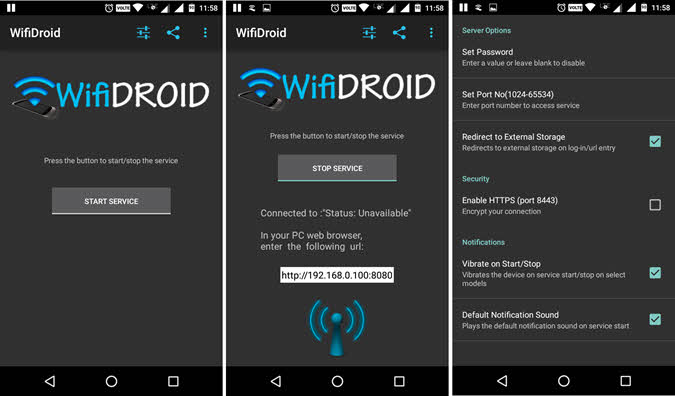 приложения для передачи файлов с Android на компьютер Wi-Fidroid