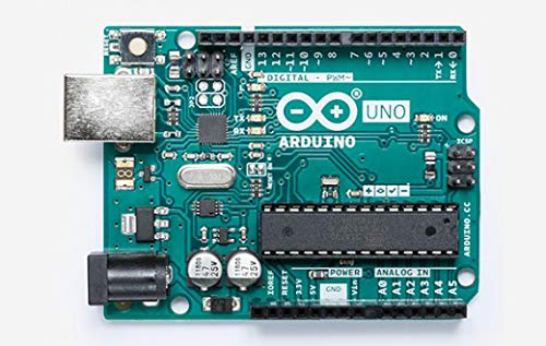 Изображение сверху вниз Arduino Uno, доска зеленого цвета